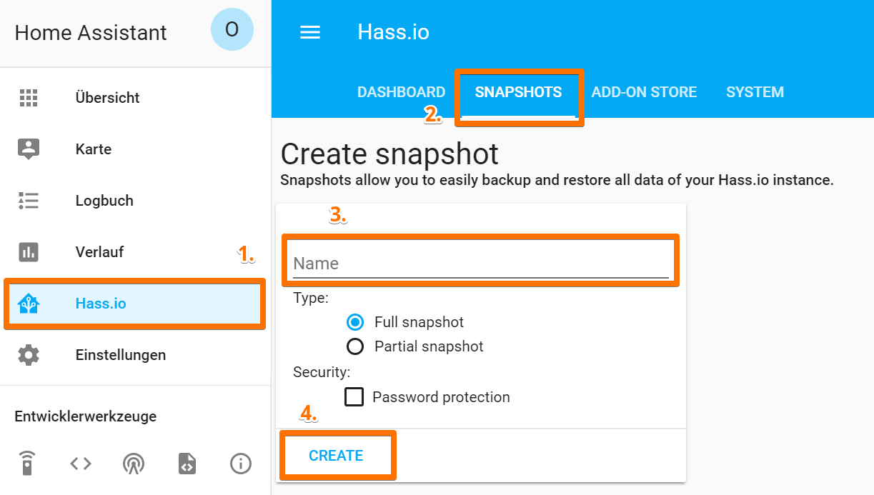 Hass.io Backup erstellen