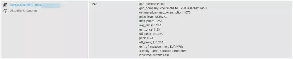 Sensor-Daten von der tibber-API in Home Assistant