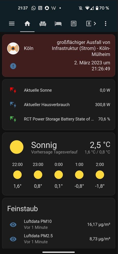 Warnungen der NINA-Warn-App in Home Assistant anzeigen Warnung der NINA-Warn-App im Dashboard von Home Assistant