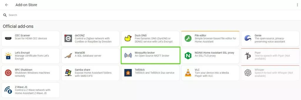 MQTT im Home Assistant Add-on Store