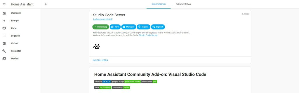 Studio Code Server installieren