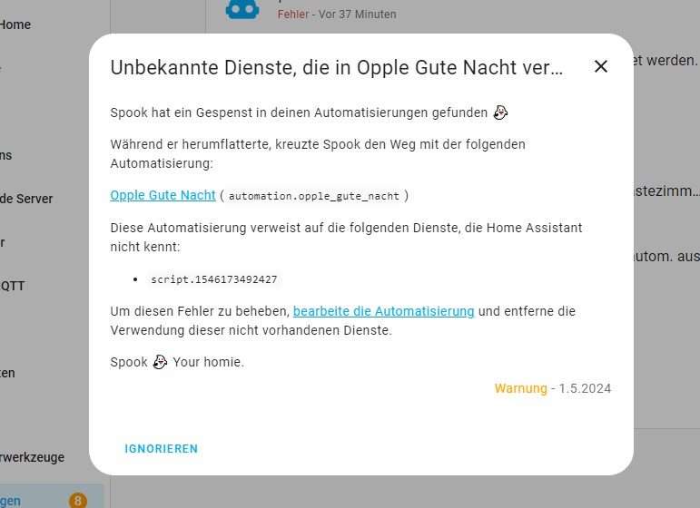 Spook in Home Assistant als Alternative zu Watchman Details zu einer notwendigen Reparatur