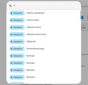 Befehlsmodus der Quick bar von Home Assistant