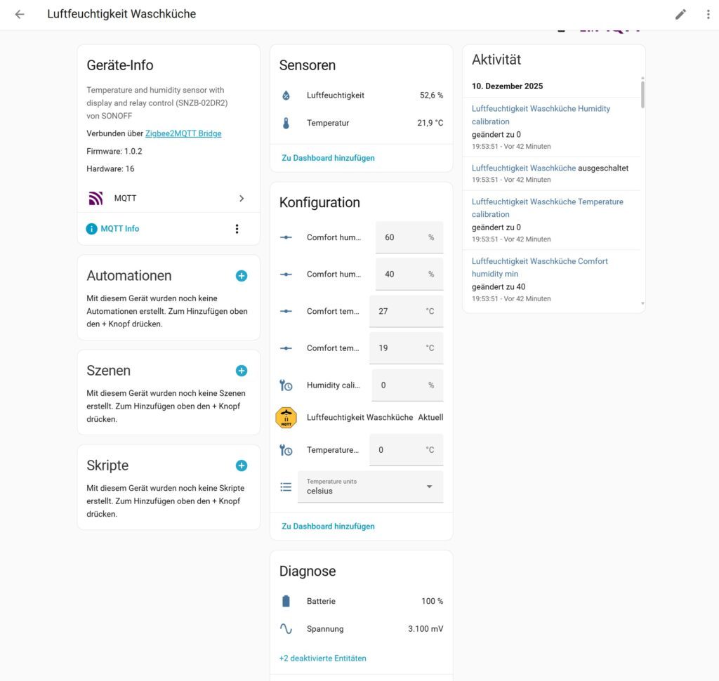 SONOFF AirGuard TH in Home Assistant
