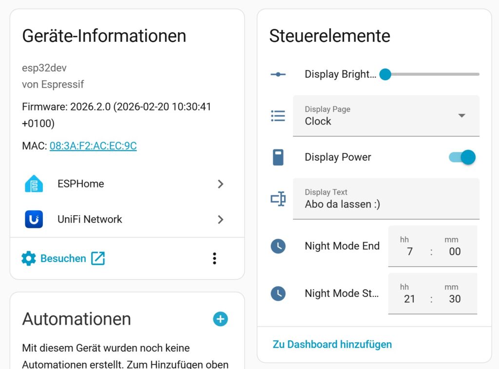 DIY: Smarte Pixel Clock mit ESPHome und dem MAX7219