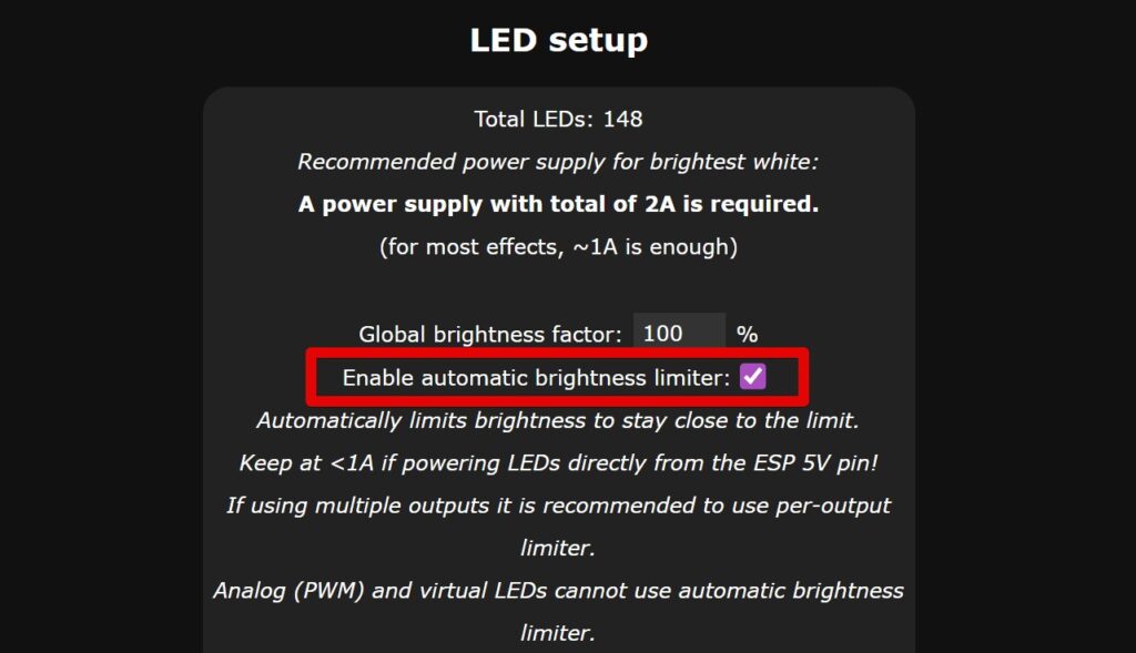 Der Brightness Limiter in WLED
