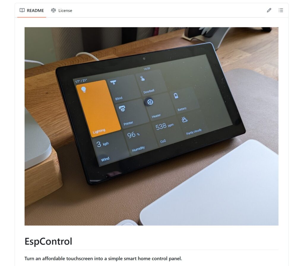 Mit EspControll lassen sich sehr einfach Touchscreens für die Steuerung von Home Asssitant "bauen"