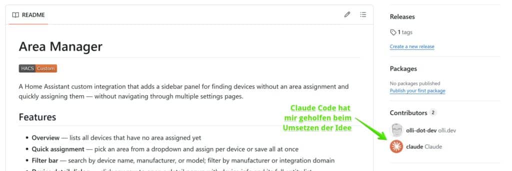 Area Manager: Verwaiste Geräte in Home Assistant endlich schnell zuordnen Der Area Manager wurde mit Hilfe von Claude Code umgesetzt