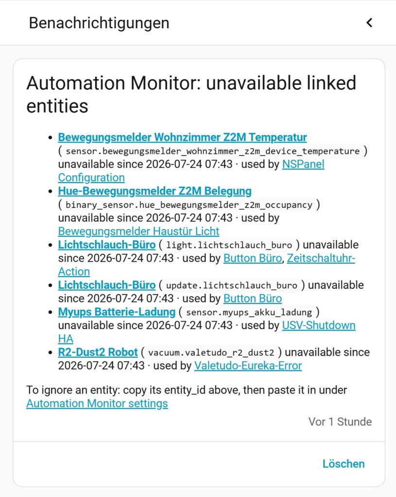 Automation Monitor: Warum kaputte Automationen in Home Assistant so lange unbemerkt bleiben Erkannte unavailable linked entities aus Automationen