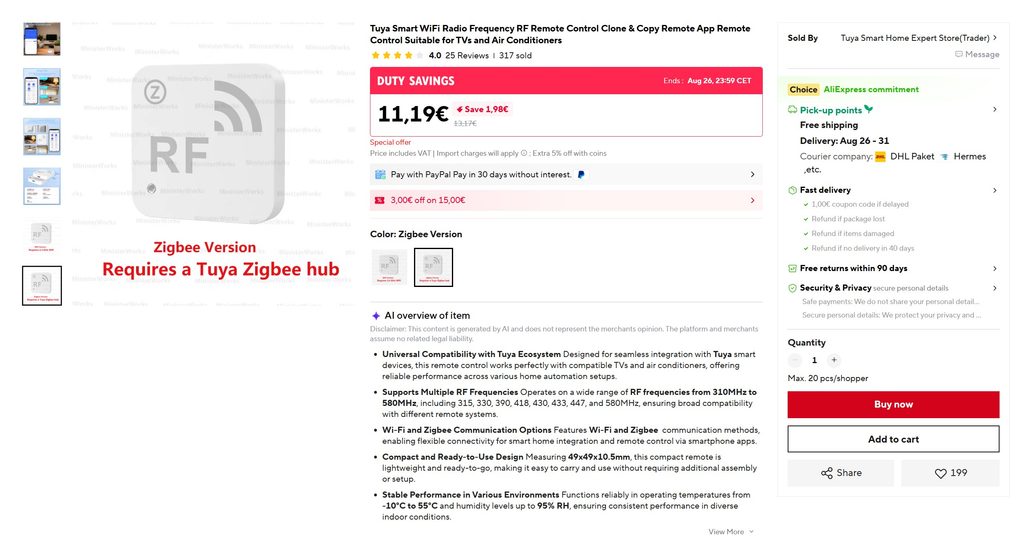 Wenn der Futternapf streikt und das Smart Home rappt Zigbee Funk Fernbedienung